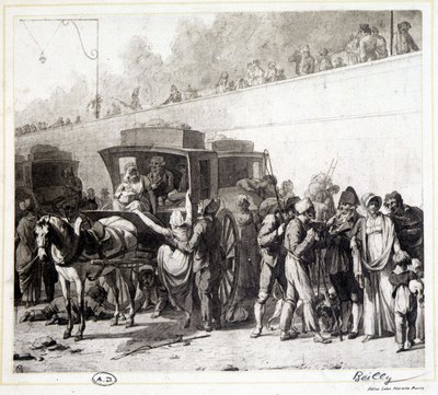 Ankomsten af en flid, heliogravure af Léon Marotte ifølge maleriet af Boilly (1803). af Louis Leopold (after) Boilly