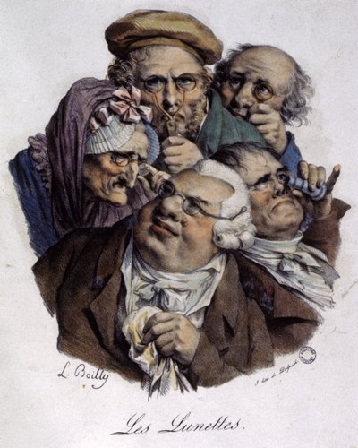 Brillerne, ca. 1820 (gravering) af Louis Leopold (after) Boilly
