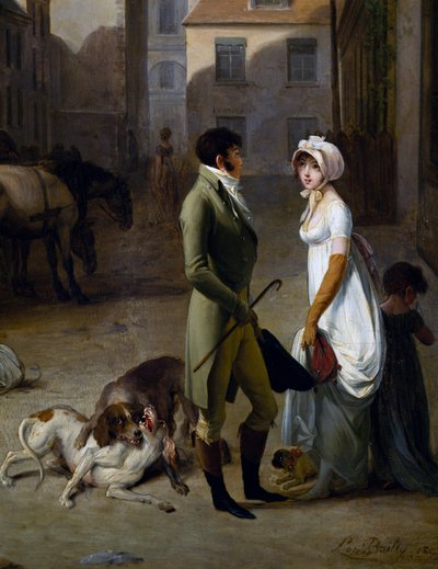 Ankomst af Stagecoach i Courtyard of Messageries af Louis Leopold Boilly