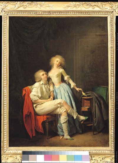 Par med en undsluppet fugl (olie på lærred) af Louis Leopold Boilly