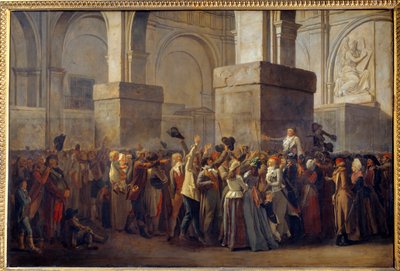 Fransk revolution; "" Triumph of Marat"" Deputerede Jean Paul Marat (1743-1793) blev sejret af folket efter hans frifindelse af Revolutionsdomstolen i 1793. Maleri på marouflepapir af Louis Leopold Boilly (1761-1845) 1700-tallet søn. 0,8x1,2 af Louis Leopold Boilly