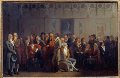 Møde mellem kunstnere i maleren Jean Baptiste Isabeys værksted af Louis Leopold Boilly