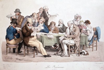 Mænd læser aviser - gravering Louis Boilly med titlen "" Les journaux"" af Louis Leopold Boilly