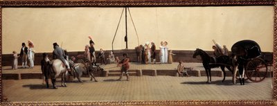 Passage du Pont Royal a Paris-maleri af Louis Leopold Boilly (1761-1845) 1800 søn. 0,25x0,69 m Paris, Musee Carnavalet. af Louis Leopold Boilly