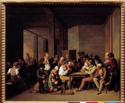 Spillere i et kabaretmaleri af Louis Leopold Boilly (1761-1845) 1800-tallet. Mål: 0,37x0,47m. af Louis Leopold Boilly