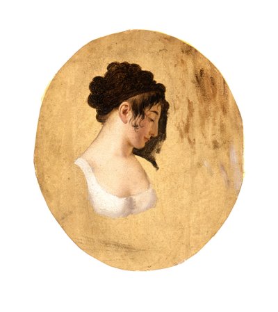 Profil af en ung kvindes hoved, ca. 1794 (olie på papir på lærred) af Louis Leopold Boilly