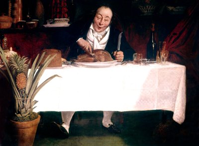 Gourmanden: Mand, der spiser kalkun af Louis Leopold Boilly