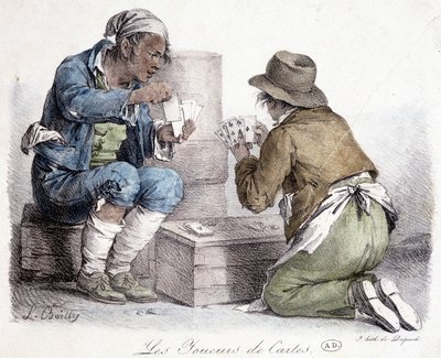 Kortspillerne, gravering af L. Boilly, ca. 1820. af Louis Leopold Boilly