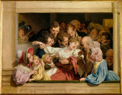 Virkningen af melodrama En ung kvinde besvimer i teatrets omklædningsrum. Maleri af Louis leopold Boilly (1761-1845) 1830 søn. 0,32x0,41 m Versailles, musee Lambinet af Louis Leopold Boilly