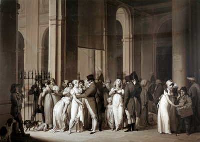 Det kongelige palads gallerier. Tegning af Louis Leopold Boilly (1761 - 1845) af Louis Leopold Boilly