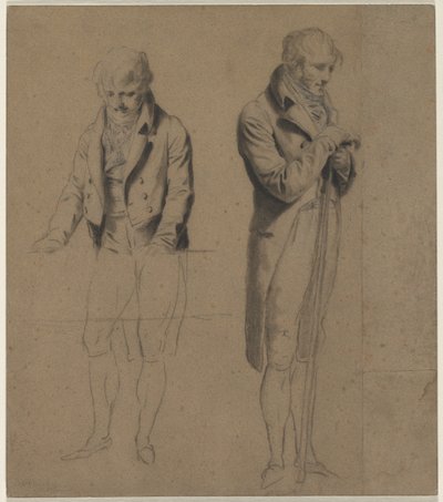 To stående figurer (studie til et spil billard) af Louis Leopold Boilly