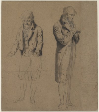 To stående figurer undersøgelse for et spil billard, ca. 1807. af Louis Leopold Boilly