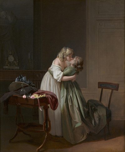 To unge kvinder kysser To unge kvinder kysser, ca 1790-1794. af Louis Leopold Boilly