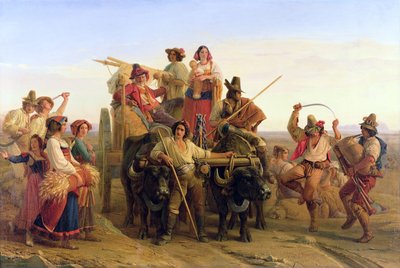 Høstmaskinernes ankomst til de pontinske moser, 1830 af Louis Leopold Robert