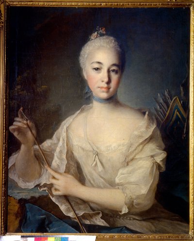 Portræt af grevinde Anna Vorontsova (1743-1769) (Portræt af grevinde A. Vorontsova). Maleri af Louis Tocque (1696-1772), olie på lærred, ca. 1758. Fransk kunst af Louis Tocqué