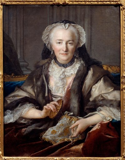 Portræt af Madame Dange bankende Hun er hustru til bondegeneralen F. B. Dange du Fay - Maleri af Louis Tocque (1696-1772) 1753 Søn. 0,83x0,63 m - Portræt af Anne Jarry, Madame Dange (I 1721 giftede hun sig med Francois Balthazar Dange du Fay (1696-1777) af Louis Tocqué