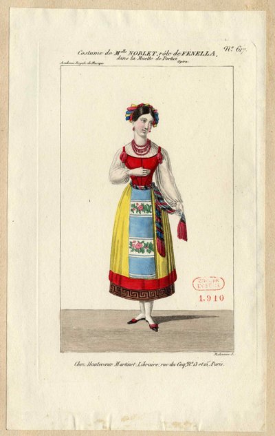 Miss Noblet som Fenella. Kostumedesign til operaen La muette de Portici, 1828. af Louis Maleuvre
