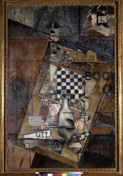 Stilleben med skak. Maleri af Louis Markus kendt som Louis Marcoussis (1878-1941) af Louis Marcoussis
