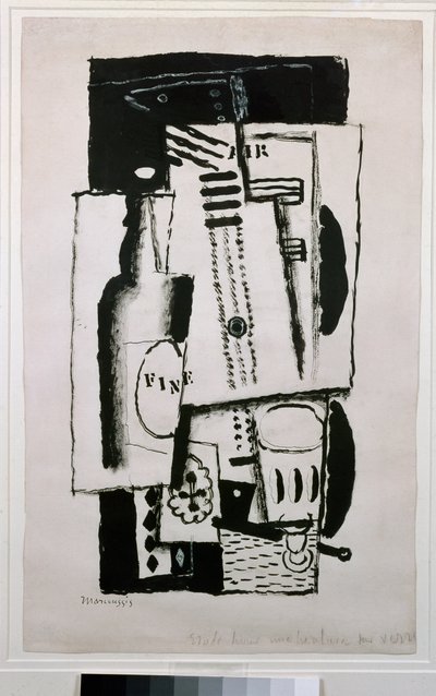 Stilleben, studie til et maleri på glas (maleri, 20. århundrede) af Louis Marcoussis