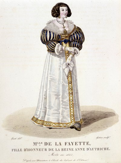 Marie-Madeleine (Marie Madeleine) Pioche de La Vergne, grevinde af Lafayette (Madame de la Fayette) (1634-1693), æresdatter til dronning Anne af Østrig. I "" Fransk galleri med berømte kvinder"" af Louis Marie Lante