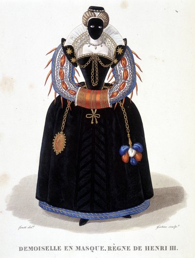 Portræt af Lady in Mask, anden halvdel af det 16. århundrede. I ""Galerie francaise de femmes célèbres"" af Louis Marie Lante