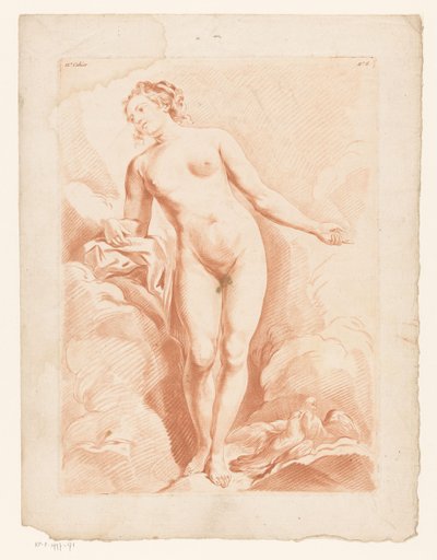 Nøgen Venus med to turtelduer af Louis Marin Bonnet (possibly)