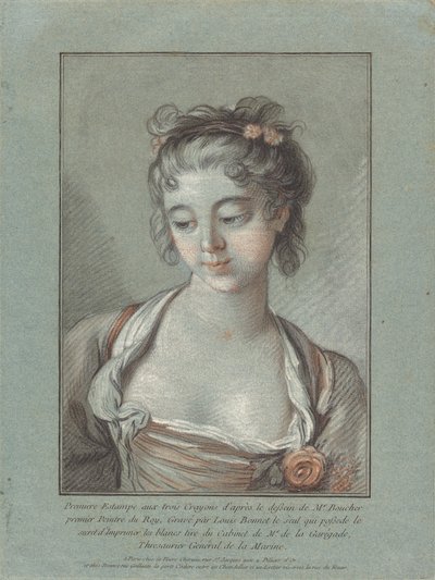 Buste af en ung kvinde, der kigger ned, 17651767. af Louis Marin Bonnet