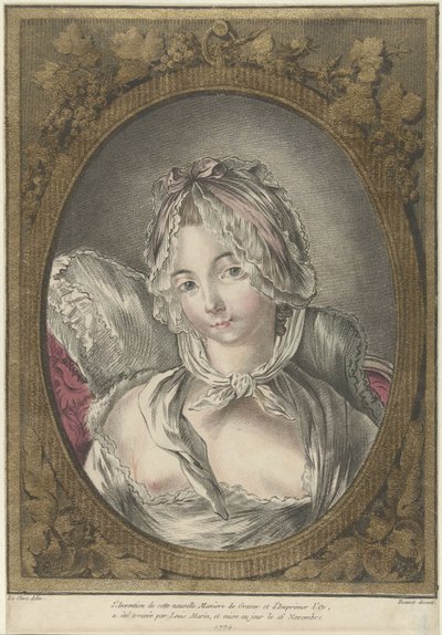 Buste af en ung kvinde med en kasket af Louis Marin Bonnet