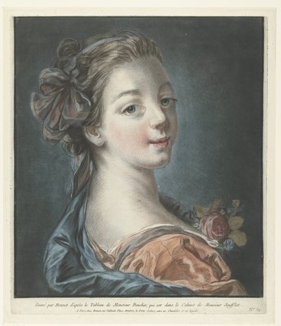 Buste af en ung kvinde med en sløjfe i håret Tete de femme af Louis Marin Bonnet