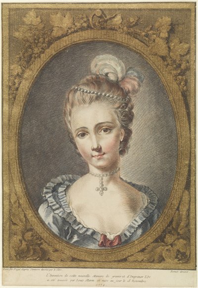 Buste af en ung kvinde med perlehalskæde af Louis Marin Bonnet