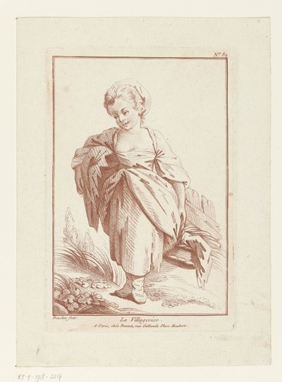 Dorpsmeisje La Villageoise (titel på objekt) af Louis Marin Bonnet