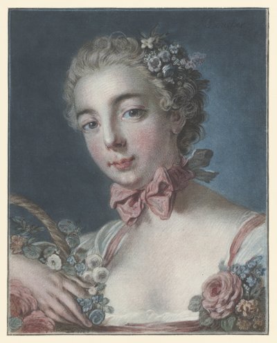 Portræt af Marie Amélie Baudouin som Flora florahoved af Louis Marin Bonnet