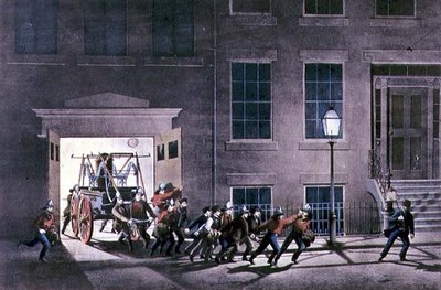 Nattealarmen, pub. af Currier og Ives, New York af Louis Maurer