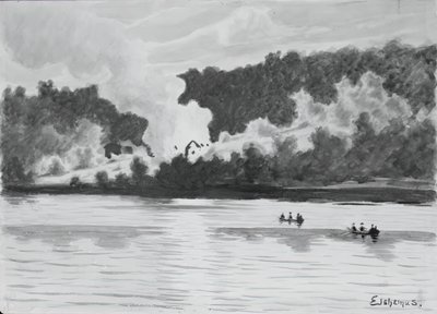 Brand set fra East Lyme, Connecticut, 1900. af Louis Michel Eilshemius