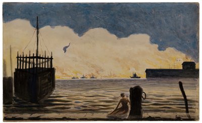 Pige på en mole, ca. 1900. af Louis Michel Eilshemius