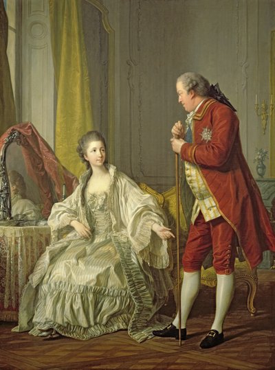 Portræt af Marquis de Marigny og hans kone, Marie-Francoise Constance Julie Filleul af Louis Michel van Loo