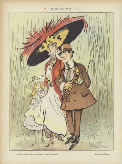 Efteråret regner. Illustration til Le Rire af Louis Morin