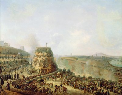 Kejser Napoleon III (1808-73) og kejserinde Eugenie (1829-1920) besøgte Chaillot Hill, 1867 af Louis Moullin
