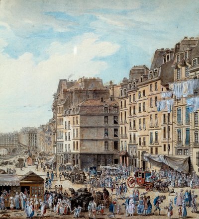 Maritimt liv på havnen i Paris i 1782 Peniches og kommercielle aktiviteter på Seinen. Detalje. Tegning af Louis de Lespinasse (1734-1808) 1782 Paris, Musee Carnavalet af Louis Nicolas de Lespinasse
