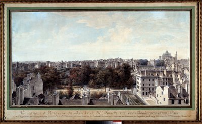 Udsigt over Paris taget fra Monsieur Fournelles belvedere, rue des Boulangers saint Victor Tegning af Louis de Lespinasse (1734-1808) Paris fra det 18. århundrede. Karnevalsmuseet af Louis Nicolas de Lespinasse
