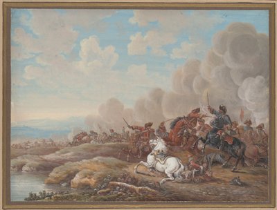 Kavalerikamp ved en flod af Louis Nicolas van Blarenberghe