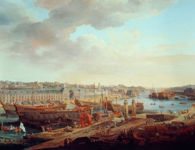 Skibsværft: "" The City of Brest"" Detalje. Maleri af Louis Nicolas van Blarenberghe (1716-1794) 1774 af Louis Nicolas van Blarenberghe