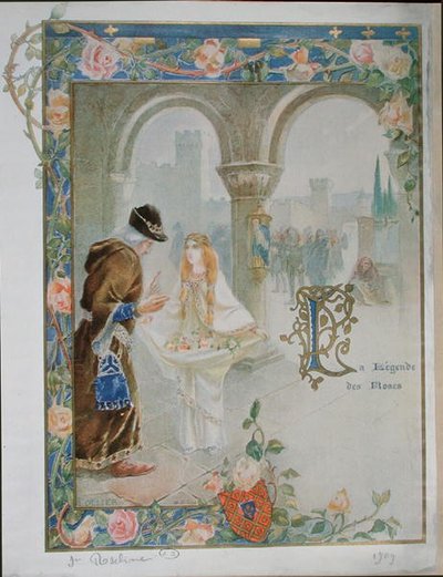 Den hellige Rosalina af Villeneuve (1267-1329) ca. 1900 (farvelitografi) af Louis Ollier