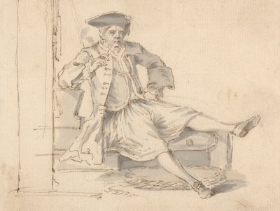 Søofficer siddende Rygning af Louis Philippe Boitard