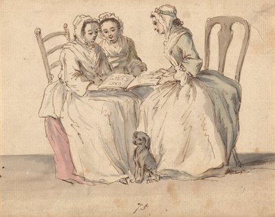 Tre siddende damer af Louis Philippe Boitard