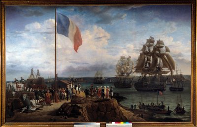 Kejser Napoleon I og Marie Louise deltager i admiral Troudes eskadrille i Cherbourg den 30/05/1811 Maleri af Louis Philippe Crepin (1772-1851) 1811 Søn. 1,65x2,55 m Malmaison, musee du chateau. af Louis Philippe Crepin