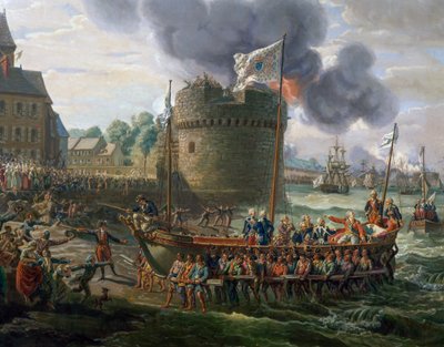 Ludvig XVI besøger Cherbourg havn, 23. juni af Louis Philippe Crepin