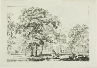 Folk, der går i en skov af Louis Pierre Baltard