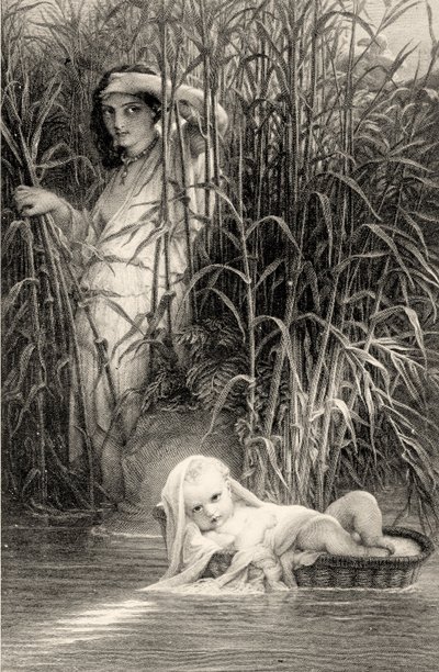 Moses opdagede på Nilen af Louis Pierre Henriquel Dupont