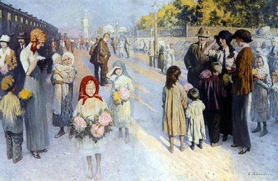 En jernbanestation i Rusland i det transsibiriske. sd. begyndelsen af det 20. århundrede. Ill. de Sabatier af Louis Remy Sabatier